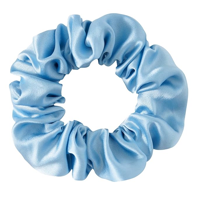 Mulberry Silk Hair Scrunchie, 100% Silk, No Damage for Frizz Prevention, Sleep Scrunchie, Hair Accessories for Women (Light Blue)-1pcs