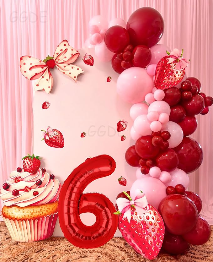40 Inch 6 Red Number Balloons Mylar Foil Balloons 6th Birthday Party Decor | - Image 7