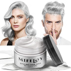 Temporary Silver White Hair Spray Color Wax 4.23 oz, Instant Natural Hairstyle Cream Dye, Disposable Coloring Mud for Men Women, Washable Styling Pomades, Party Cosplay DIY Halloween