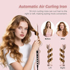 8-in-1 Hair Dryer Brush & Hot Air Styler, 110,000 RPM Blow Dryer Brush Foldable LCD Display, 4 Heat Settings Auto Curler Fast Drying Curling Straightening for Salon & Travel (Pink)
