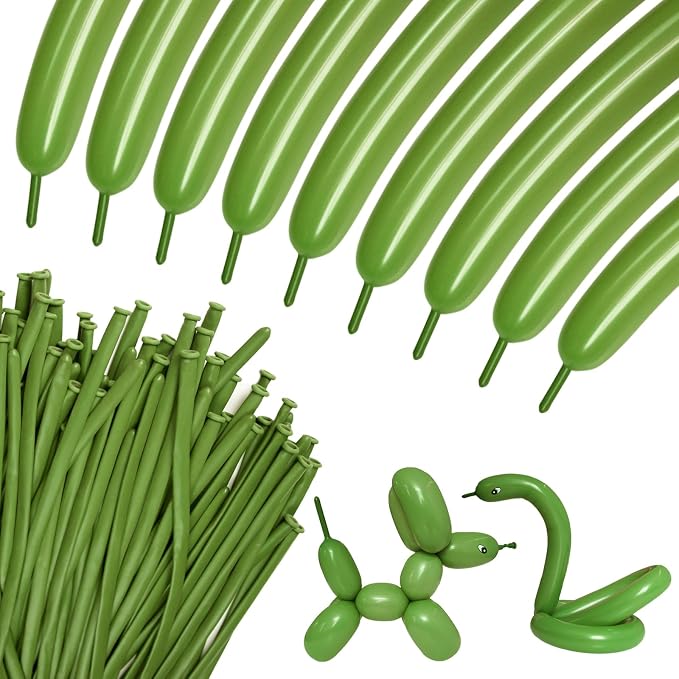 100Pcs Olive Green 260 Balloons, Thickening Latex Olive Green 260q Balloons by KUULBELAballoons