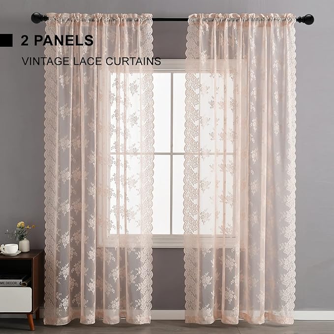 Kotile Blush Pink Sheer Curtains - Image 2