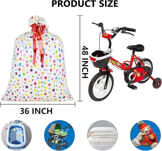 4 Pcs Large Gift Bags Oversized Plastic Storage Bags 48"x 36" - Image 2