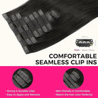 Lashey Seamless Hair Extensions Human Hair 9pcs 130g Natural Black Remy Human Hair Extensions 14 Inch Straight Thick Clip in Hair Extensions
