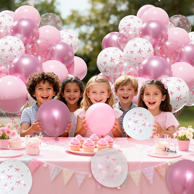 Patimate Pink Bow Balloons Set - Image 3