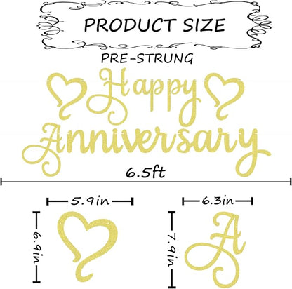 Pre-Strung Happy Anniversary Banner - Image 3