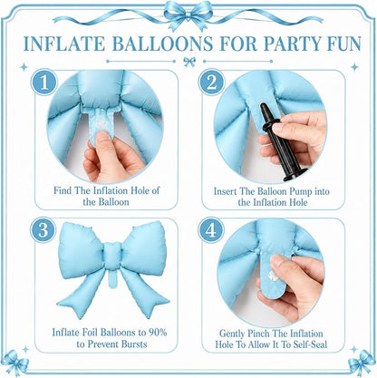 8Pcs Blue Bow Foil Balloons, 21Inch Blue Bow Shaped Balloons - Image 7