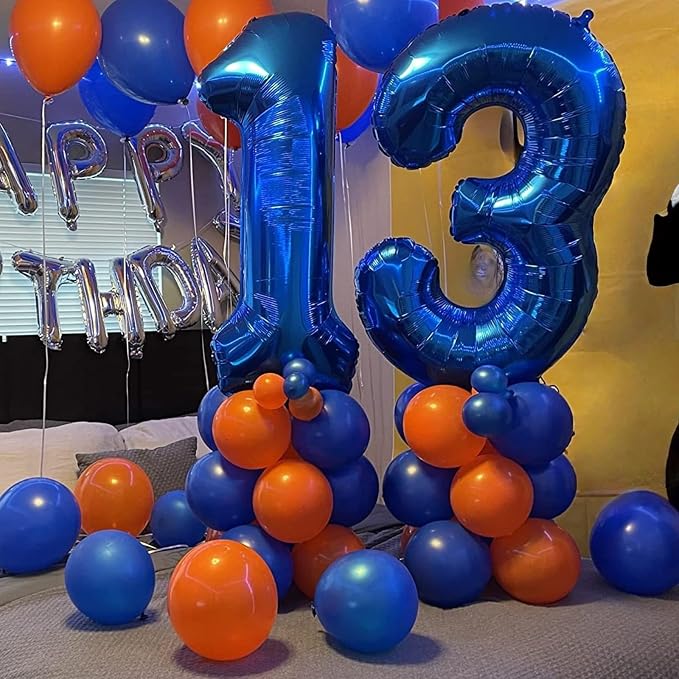 Navy Blue Number 3 Balloon, 40In Large Dark Blue Foil Number Balloons Set 0-9 - Image 5
