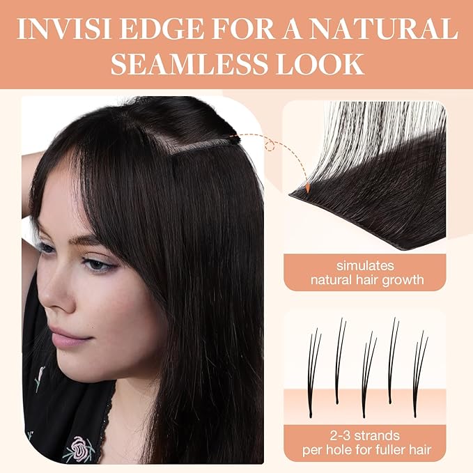 GOO GOO Invisi Edge Tape in Hair Extensions Human Hair, 2 Dark Brown, 10pcs 14inch 25g, Virgin Remy Hair, Seamless Injected Tape, Natural Look