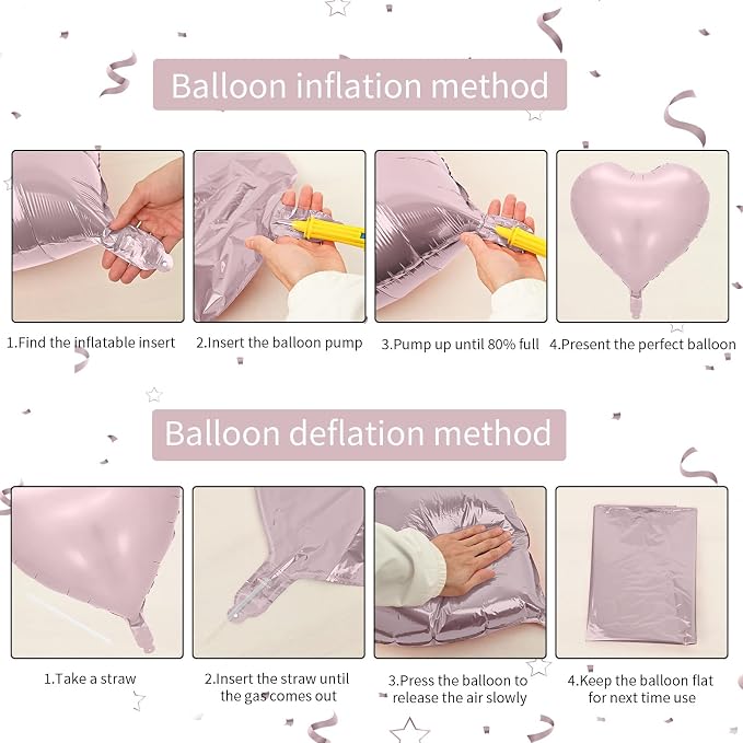 Pink Blue Heart Balloons, 18 Inch Pastel Blue Pink Foil Balloons, 18 Inch Light - Image 3