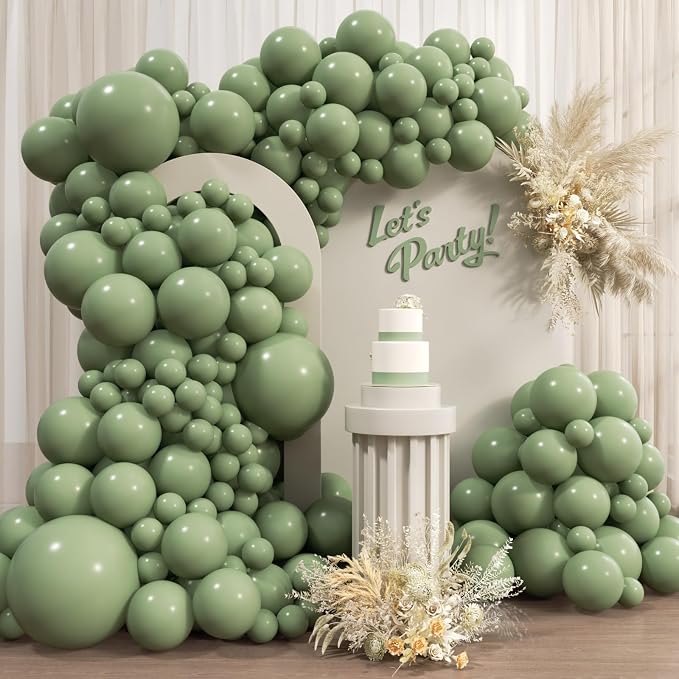 Awenztech 110pcs Sage Green Balloons, 18 12 10 5 inch Sage Green Balloons by Awenztech