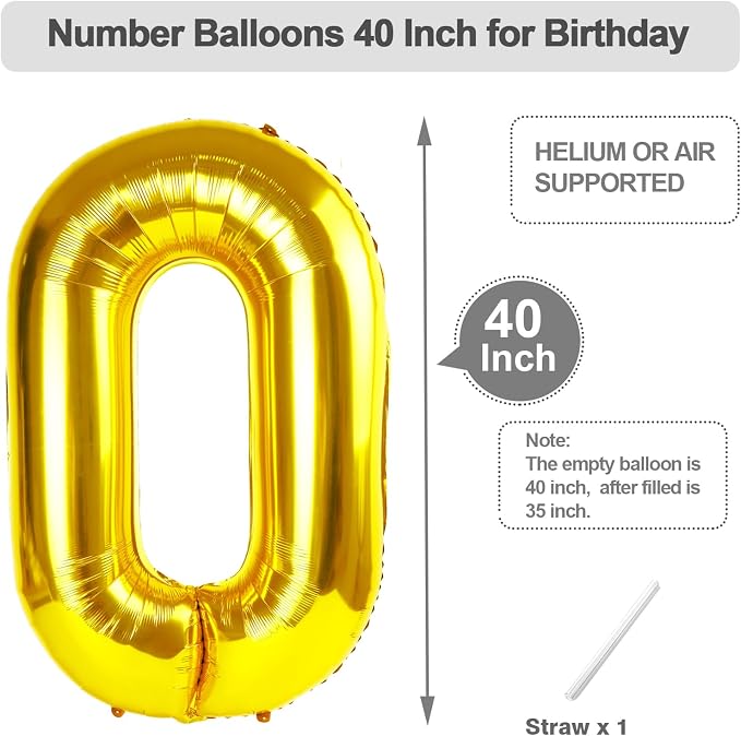 Numbers 19 Balloon 40Inch Gold Balloons - Image 5