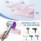 Hair Dryer Holder Wall Mounted, Blow Dryer Holder Adhesive, Metal Hairdryer Holder for Bathroom, Hair Tool Organizer with Plug&Cord for Cabinet Bathroom Bedroom Barber Shops