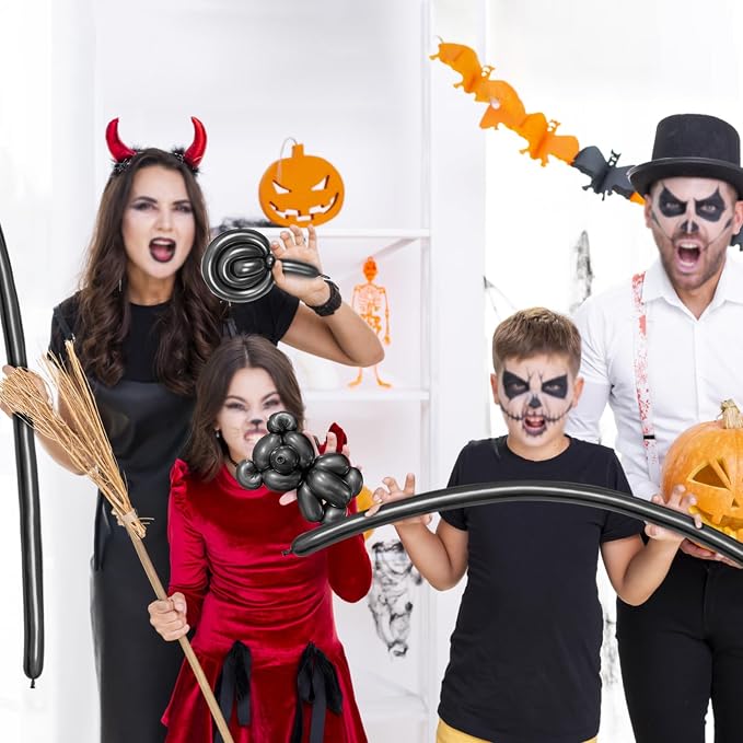 Metallic Black Long Balloons Premium 260 Twisting Animals Magic Balloons - Image 5