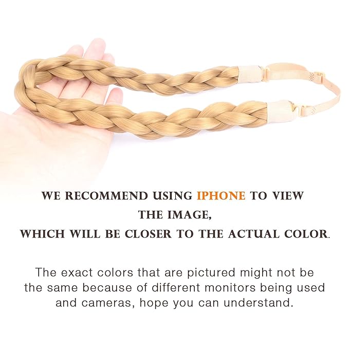 DIGUAN Chubby Narrow Synthetic Hair Braided Headband Classic Chunky Plaited Braids Elastic Stretch Hairpiece Women Girl Beauty accessory, 58g (Honey Blonde)