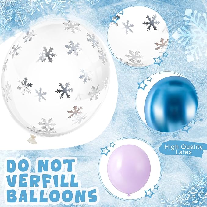 Civaner 48 Pcs Snowflake Balloons Bulk 12 Inches Pastel Blue Metallic Purple - Image 3