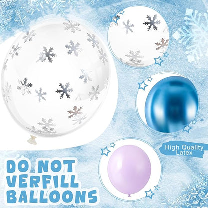 Civaner 48 Pcs Snowflake Balloons Bulk 12 Inches Pastel Blue Metallic Purple - Image 3