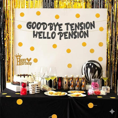 Pre-Strung Goodbye Tension Hello Pension Black Glitter Banner - Image 6