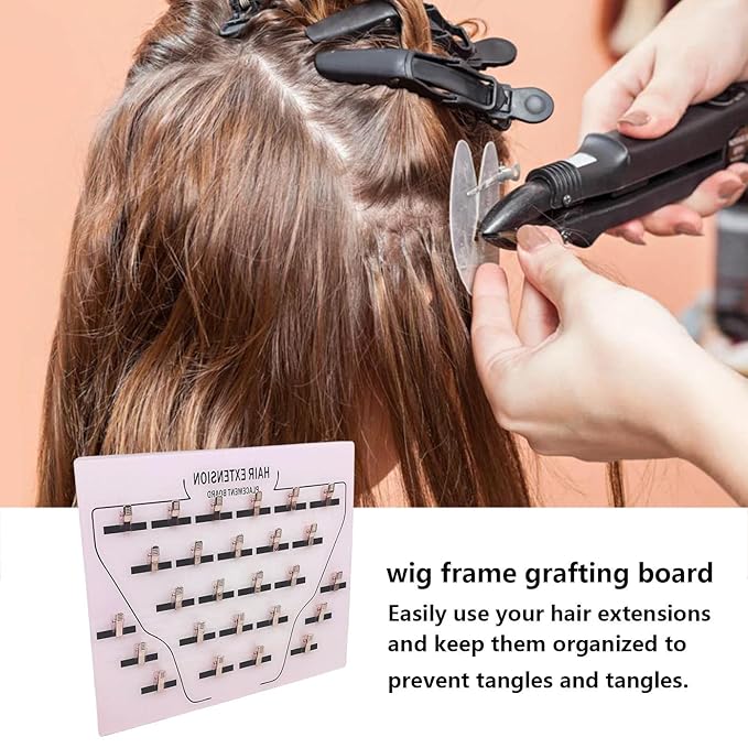 DNCG Hair Extension Holder Acrylic Board, Hair Extension Holder Board With Clip For Hairpieces, Wig Sectioning Display Grafting Plate, Hair Hanger, 1, light pink