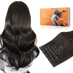 DOORES Seamless Clip in Hair Extensions, Mocha Brown 18 Inch 130g 7pcs, Human Hair Extensions Clip in Remy Human Hair Extensions Straight Thick Natural Hair Invisi Edge Hair Extensions