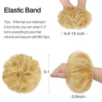 FESHFEN Human Messy Buns - 100% Human Hair Bun Real Scrunchies Hair Pieces Ponytail Extensions Wavy Tousled Updo Chignon Hairpieces for Women，Mixed Blonde