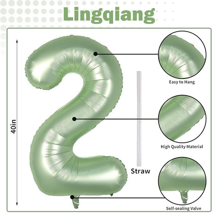 Sage Green 21st Birthday Balloons - Image 2