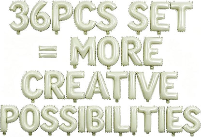 36 Pcs Cream Letter Balloons, Custom A-Z Set by GOGAKIE