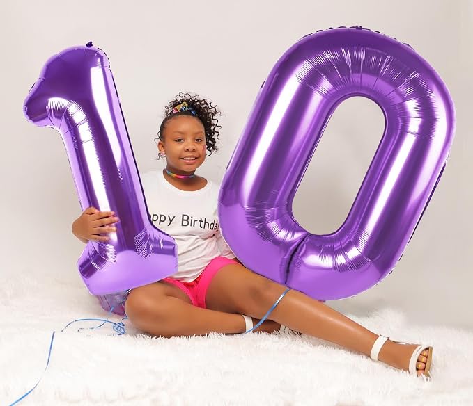 Big Number 0 Balloons Purple Birthday Party Decorations - Image 2