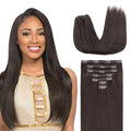 Lashey Straight Clip in Hair Extensions for Black Women 18 Inch 7pcs #2 Dark Brown Hair Extensions Real Human Hair Lace Clip Ins 120g Thick Human Hai