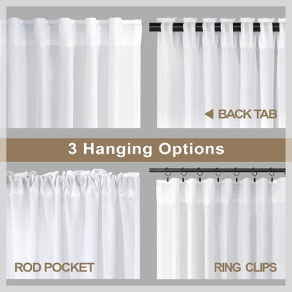 Pitalk White Curtains 38 Inch Wide - Image 4