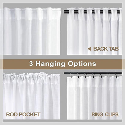White Linen Curtains 84 Inch Length - Image 4