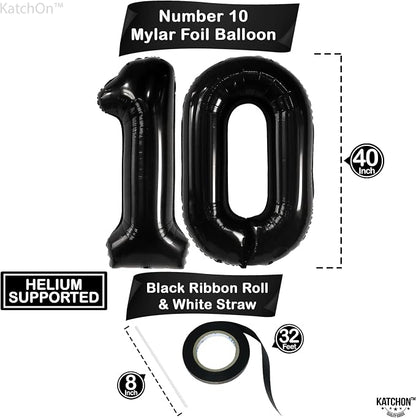 KatchOn Black number 10 balloon 40 Inch - Image 2