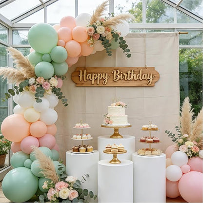 Sage Green and Pink Balloons 50 Pcs 12 Inch | Boho Baby Shower Wedding Bridal - Image 3