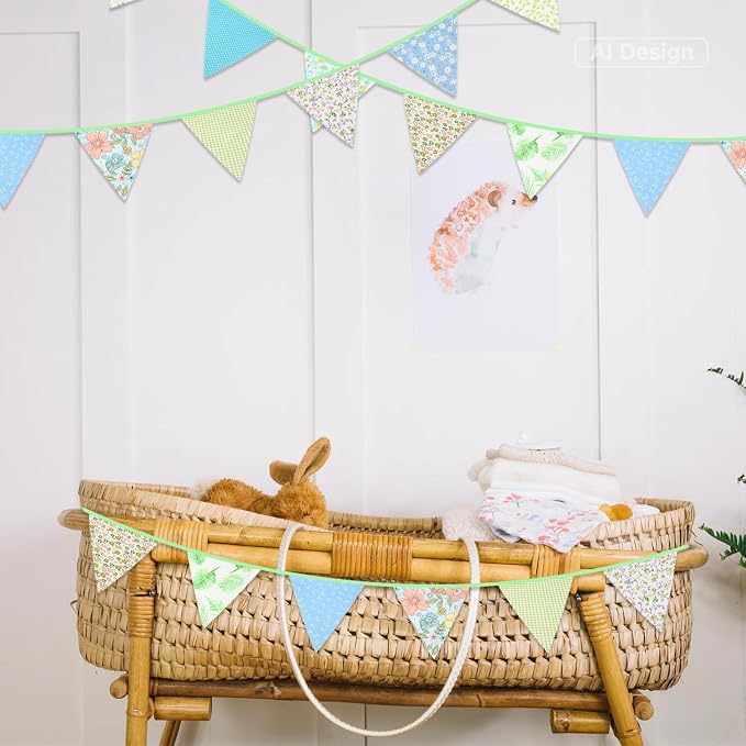 G2PLUS 39Ft Triangle Bunting Banner, Garden Party, Spring Picnic, Baby Shower - Image 7