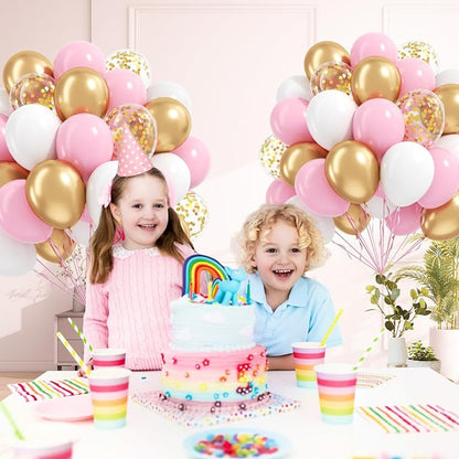 60pcs Pink and Gold Balloons 12inch - Image 5