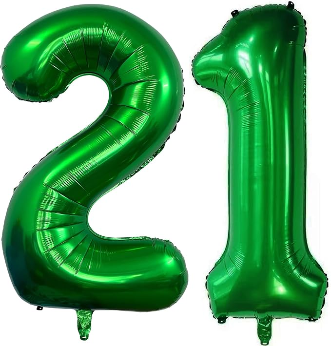 Number 21 Dark Green Balloons 40 Inch Giant Green 12 Numer Foil Helium Balloons by LHOAVWE