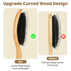 Hair Brush, Boar Bristle Hair Brushes for Women men Kid, Curved Boar & Nylon Bristle Brush for Wet/Dry Hair Smoothing Massaging Detangling, Everyday Brush Enhance Shine & Health