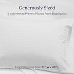 California Design Den King Size Pillowcase Set - 400 Thread Count, 100% Cotton Sateen, Set of 2 Pillow Covers, Soft and Breathable - Striped Bright White