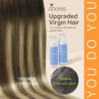 DOORES Seamless Clip in Hair Extensions, Ash Brown to Platinum Blonde, 18 Inch, 130g, 7pcs, Human Hair Extensions, Remy Natural Hair, Seamless Weft, Thick Hair, Invisi Edge