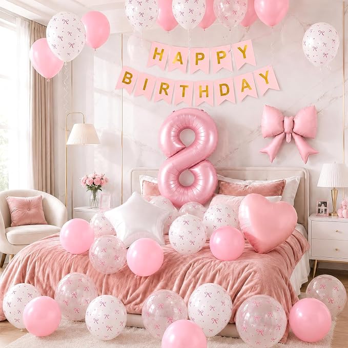 8th Pink Bow Birthday Decorations - Image 4