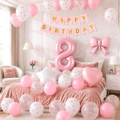 8th Pink Bow Birthday Decorations - Image 4
