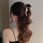 Metal Hair Clips Gold Bow Hair Claw Clips with Pearl Large Bow Claw Clip Strong Hold Nonslip Hair Jaw Clip for Thin Thick Hair Stylish Hair Accessories for Women