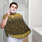 Non-Stick Beard Bib for Shaving, Black Gold Glitter Cheetah Leopard Print Shave Bib, Waterproof Hair Catcher with Suction Cups, Grooming Apron Men Husband