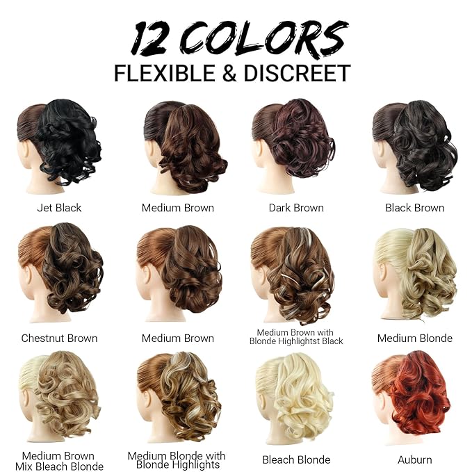 Blonde Ponytail Extensions,9" Short Curly Wavy Claw Clip Pony tails Hair Extensions Natural Soft Synthetic Hairpiece for Women