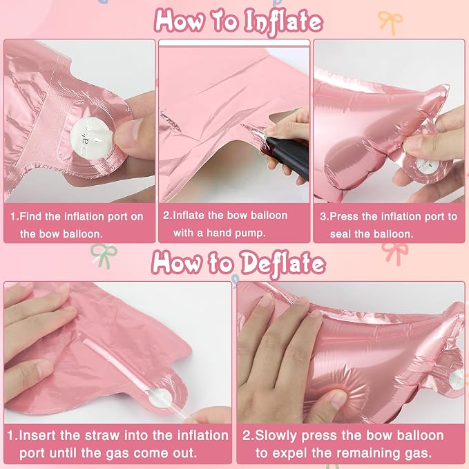 2 Pcs Pink Bow Balloons Bow Party Decorations - Image 8