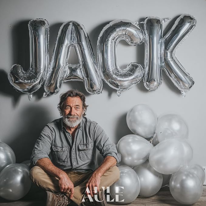 AULE 40 Inch Silver J Balloon Letter Foil A-Z Birthday Big Alphabet | Birthday - Image 3