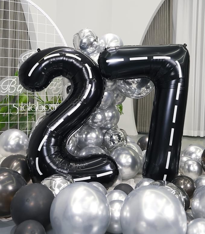 Race Car 40 Inch Black 27 Big Large Helium Balloon Number 0-9 | Track Giant - Image 5
