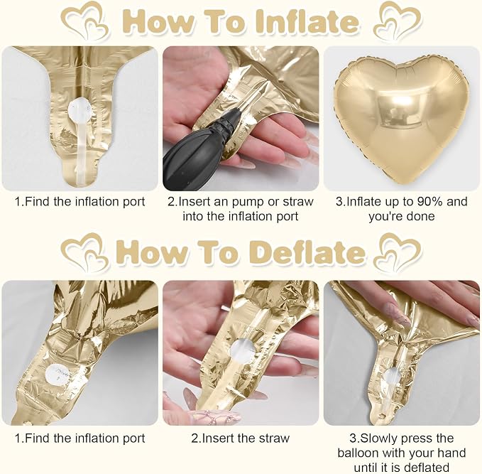 Champagne Gold Heart Balloons, 18Inch Helium Polyester Film Balloon - Image 8