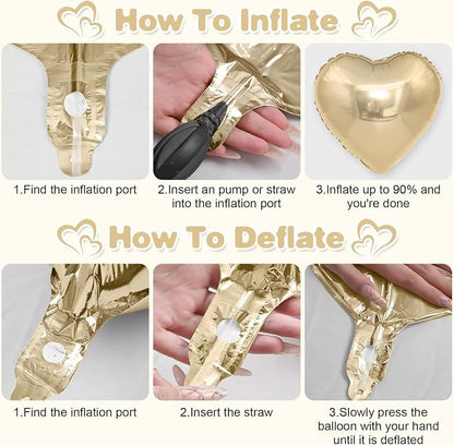 Champagne Gold Heart Balloons, 18Inch Helium Polyester Film Balloon - Image 8