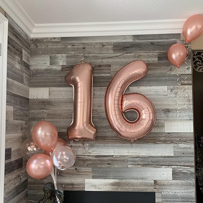 Rose Gold Foil Balloon Number 6, Large Number 6 Helium Balloon - Image 8